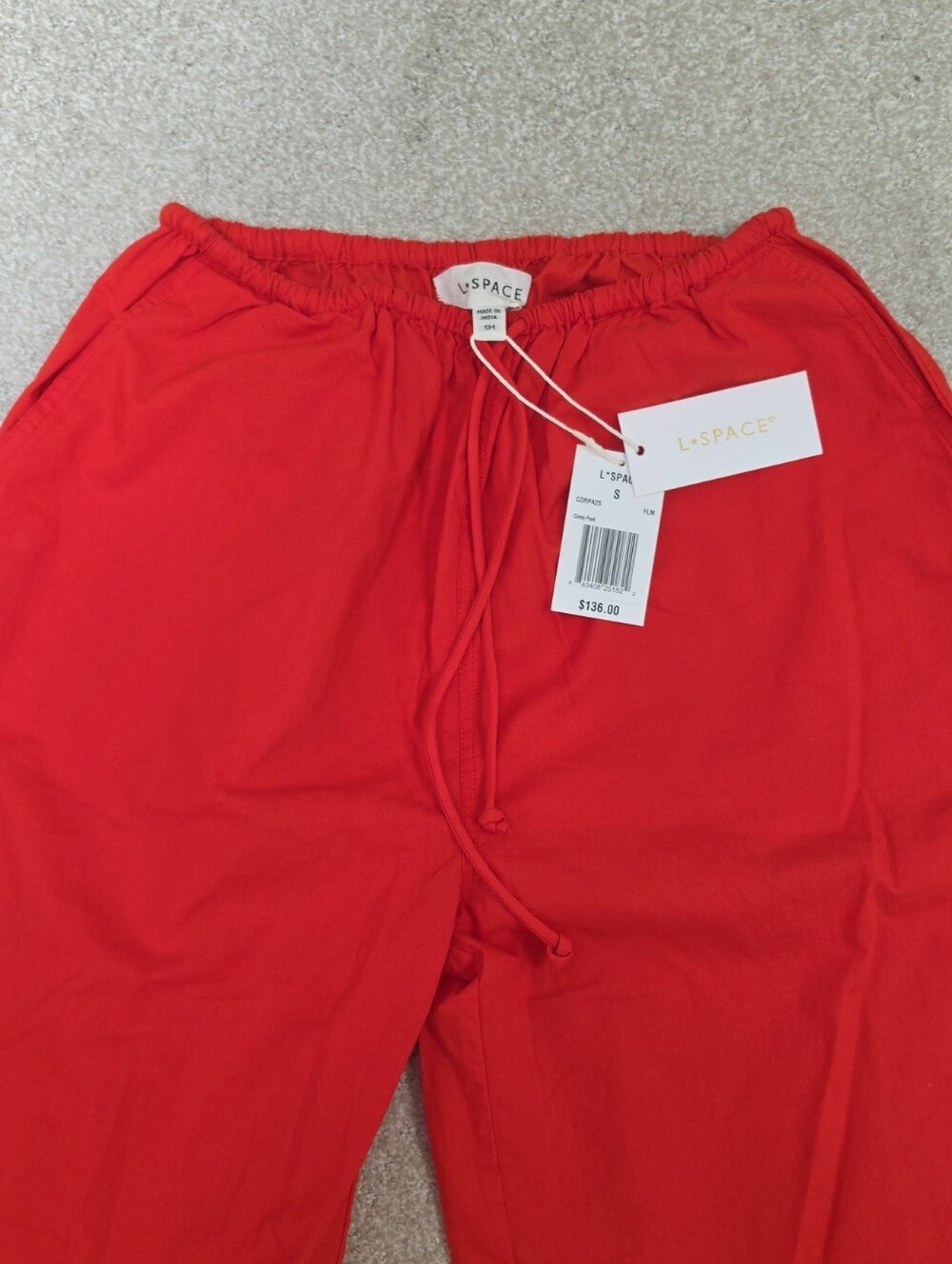 l*space Corey Pant Red Drawstring Lounge Pants Sz Small NWT